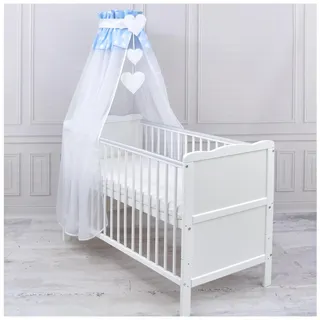 Generisch Baby Delux Babybett Himmel Betthimmel Chiffon Baldachin für Babybett Kinderbett Wiege Stubenwagen Himmelstange Applikationen Herz Deko (Blue Dots, ohne Himmelstange)