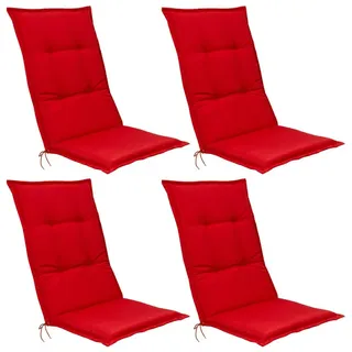 Beautissu Hochlehner Auflage 120 x 50 x 6 cm rot 4-tlg.