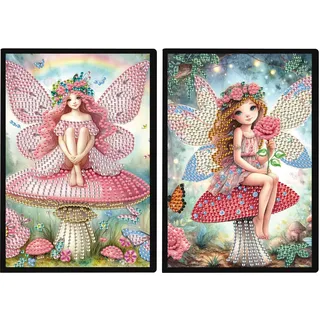 DCIDBEI 2 Pack Diamant Painting Notebook für Erwachsene Kinder Engel A5 Blanko Notizbuch Diamond Painting Notizbücher Elfe Diamond Painting Übenheft Skizzenbuch Diamant Malerei Tagebuch Fee 50 Blätter