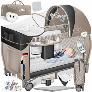 Kidiz KIDIZ® Babybett Reisebett Faltbar mit Matratze Wickelauflage & Tragetasche Baby Beistellbett Kinderbett ab Geburt bis 15 kg