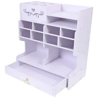 STILVORA Organizer Schreibtisch Organizer Stiftehalter Büro Organizer mit Schubladen (28x15x32 cm platzsparend und multifunktional, 1 St., 8x Kippfächer 10x Fächer und 1x ausziehbare Schublade), Marker Halter für Büro Schule Kosmetik Aufbewahrung weiß