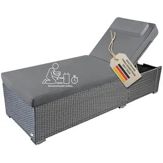 Sonnenliege Gartenliege Liege Liegestuhl Strandliege Polyrattan Rattan Grau