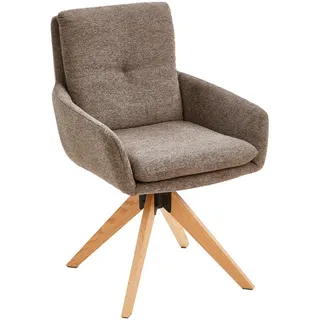 Livetastic Armlehnstuhl, Braun, Holz, Metall, Textil, Eiche, massiv, Füllung: Schaumstoff, konisch, 58x91x63.5 cm, Sitzfläche 360° drehbar, Esszimmer, Stühle, Esszimmerstühle, Armlehnenstühle