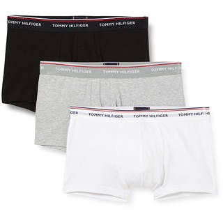 Tommy Hilfiger Herren 3er Pack Boxershorts Low Rise Trunks Baumwolle, Mehrfarbig (Black/Grey Heather/White), XL
