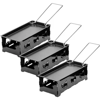 Casativo 3er-Set Faltbares Raclette-Teelicht-Set für 1 Person, Racletteofen, Schwarz