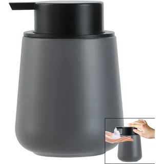 Umlaca Seifenspender Keramik Grau – 350ml Nachfüllbarer Spülmittelspender mit großem Pumpkopf, Cremeseifenspender für Küche & Bad (Schaumseifenspender)