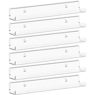 Schwebende Regale Für Vinyl-schallplatten, 6er-set Wandregale Aus Klarem Acryl, 30 Cm, Dekoration Für Bücher/fotos/make-up, Schlafzimmer, Wohnzimmer, Badezimmer, Aufbewahrung Und Organisation
