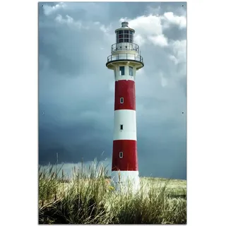 Wallario Outdoor-Poster für Garten oder Balkon Leuchtturm am Strand, Motivbanner Größe: ca. 60 x 90 cm, Outdoor-Bild