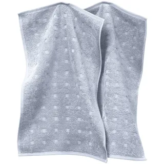 Möve Gästetuch Quadretti 2er-Pack Walk-Frottier Silber Größe 30x50 cm