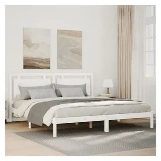 vidaXL Massivholzbett Extra Lang ohne Matratze Weiß 180x220 cm