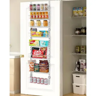 Vevor Vorratsschrank Speisekammer-Organizer Aufbewahrung über der Tür, 8-stufige Gewürzregale zum Aufhängen aus Stahl, verstellbare Lagerregale für die Wand, für Zuhause Küche Badezimmer, Weiß