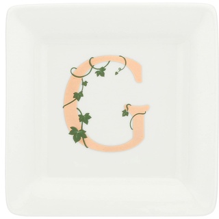 La Porzellan, Weiß, quadratische Untertasse, Buchstabe G, Möbel für Haus, Küche - Geschenkidee - Porzellan - 10 x 10 x 1,5 cm