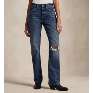 Polo Ralph Lauren für Damen. 211969401001 Relaxed Straight Fit Jeans mit hohem Bund blau (33/32), Lässig, Baumwolle, Denim