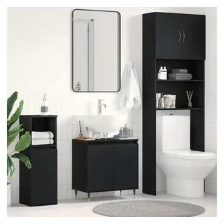 vidaXL Waschbeckenunterschrank Schwarz Eiche 58x33x60 cm
