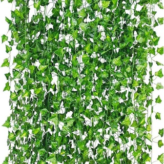Zstar Efeu Künstlich 12 Stück Efeu Weinblätter Künstliche Pflanzen Girlande für Hochzeit, Wand, Garten,Weihnachts Dekoration