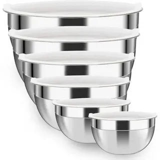 Edelstahl Schüssel Set 6-tlg. Salatschüssel mit Deckel