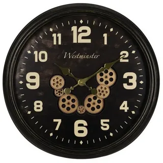 Bigbuy Uhr Wanduhr Zahnräder Großformat Industriell Ø 60 cm schwarz