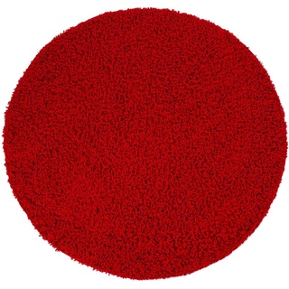 Hochflor-Teppich Sky 250, Paco Home, rund, Höhe: 34 mm, gewebt, Uni Farben, intensive Farbbrillanz rot Ø 160 cm x 34 mm