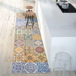 CREARREDA Läufer Teppich Küchenteppich Spring Tile Carpet 50x180 Isolierend, feuerhemmend, Kratzfest, hypoallergen, leicht zu waschender Vinyl Teppich. Komplett in Italien hergestellt