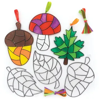 Baker Ross FE630 Herbst-Sonnenfänger Dekorationen – 10 Stück, Sonnenfänger für Kinder zum Dekorieren und Präsentieren, Basteln Sie Ihre eigenen Gartendekorationen