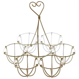 TentHome Vintage Eierkorb Draht Eierhalter Tisch Eierständer Metall Eierbecher Eiertablett Eierplatte für 6 Eier Ostern Dekoration Landhaus Küchenzubehör matt antik gold