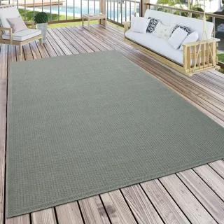 Paco Home - Outdoor Teppich Wetterfest Garten & Terrasse Flachgewebt Uni Sisaloptik Robust 120x160 Cm