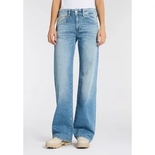 Straight-Jeans HERRLICHER "Prime New Denim Stretch", Damen, Gr. 34, Länge 34, blasted, Denim/Jeans, Obermaterial: 98% Baumwolle, 2% Elasthan, straight fit lang, Jeans Straight-Jeans, mit Spitzbund hinten