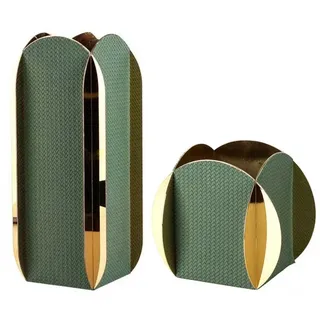 Quality Elegance Dekovase Luxus 2er Set Grün Gold Leder Metallvasen (2 St)