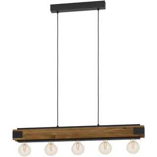 EGLO Layham 5-flg. Ø 85 cm Holz und Stahl