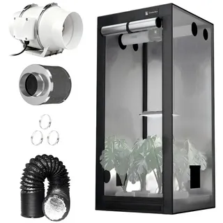 CannoBox Gewächshaus Cannobox Growzelt Komplettset 100mm Rohrventilator System