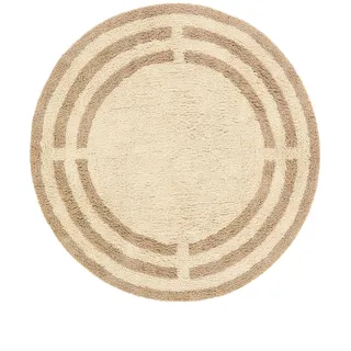 RugVista Chateau Badematte, Rund, Ø 90 cm, Natural/Beige | Moderne, Niedriger Stapel, Maschinenwäsche, Oeko-Tex 100, Rutschfest, Badezimmer