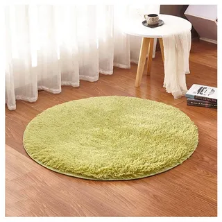 GUOCU Teppich Rund Hochflor Shaggy Langflor Teppich Flauschiger Teppiche Bettvorleger Wohnzimmer Teppich,Grün,Durchmesser 60cm