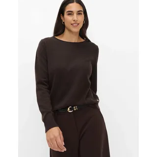 Strickpullover BRAX "Style LISA", Damen, Gr. 48, braun (dunkelbraun), Strick, 90% Schurwolle, 10% Kaschmir, Rundhals, Pullover Strickpullover, Merino Cashmere: Pullover im Wollmix