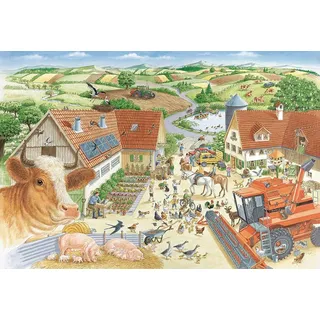 Schmidt Spiele Puzzle 56291 Kinderpuzzle, Entdecke den Bauernhof, Medizini (inklusive Poster), 150 Teile