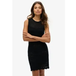 Superdry für Damen. W8011857A Gehäkeltes Minikleid
schwarz (L), Lässig, Ärmellos / Hosenträger, Bio-Baumwolle, Nachhaltig