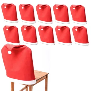 MARELIDA Stuhlhussen Weihnachtsmütze Rot/Weiß 10er Set