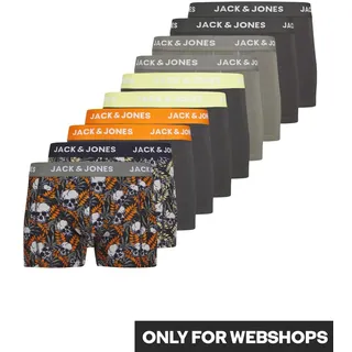 Trunk JACK & JONES "JACHUGO SKULLS TRUNKS 10 PACK", Herren, Gr. M, 10 Stk., blau (night sky pack:), Jersey, Obermaterial: 95% Baumwolle, 5% Elasthan, bedruckt, unifarben, Unterhosen