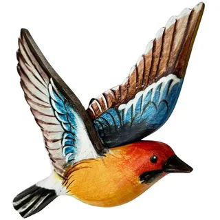 abc HOME Wanddeko Vogel – 21 x 16 cm – Dekoratives Wandobjekt aus stabilem MDF – Farbige Holz-Optik 3D-Dekofigur für Wohnzimmer, Schlafzimme...