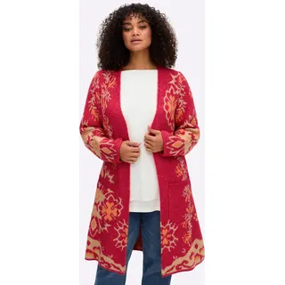 sheego Strickjacke in Erdbeere-Camel-gemustert 52/54