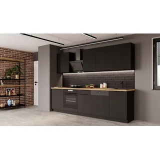 Küchen-Preisbombe SIENA BASIC Küchenzeile 280 cm Schwarz