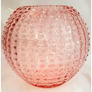 Große Kugelvase Rose farbene Noppenvase Blumenvase Nuppenglas mundgeblasen Durchmesser 25 cm Höhe ca. 21cm Öffnung Oben ca. 12 cm ca. 25 cm