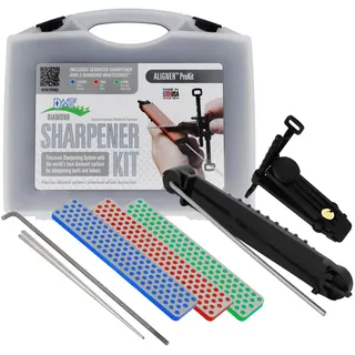 DMT Aligner Diamant Schleifsystem | Messerschärfer mit Schleifstein Grob, Fein, Extrafein | Geführtes Schärfen & konstanter Schleifwinkel | Inkl. Koffer | Made in USA | A-PROKIT