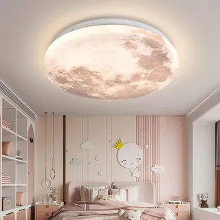 LED Mond Deckenleuchte Modern Design Mond Deckenlampe Dimmbar 3D Mond Lamp Wand Deko Lamp Erde Mond Wand Lampe mit Fernbedienung Deckenbeleuchtung für Schlafzimmer Kinderzimmer,Moon design,40cm