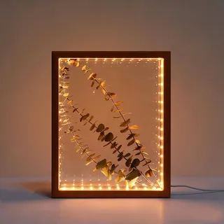 HanYun 3D Bilderrahmen zum Befüllen mit LED, 21.5x26.5cm Objektrahmen mit 3.8cm Tiefe, Schattenbox Rahmen für Blumen Fotos Souvenirs, Erinnerungsbox Wanddeko (Braun)