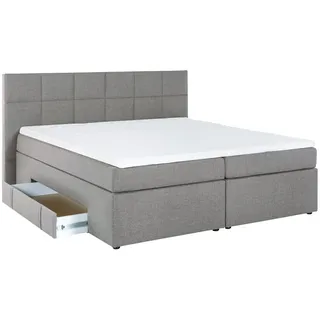 Möbelfreude Boxspringbett Boxspringbett Andybur Hellgrau 180x200 cm H2/H3, Hell-Grau 180x200 cm H2/H3 mit Bettkasten / Stauraum inkl. Visco-Toppe grau