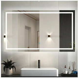 Duschparadies GmbH Badspiegel Wandspiegel mit LED Beleuchtung,Antibeschlag Badzimmerspiegel (Memory, Spiegel Bad mit Beleuchtung, Dimmbar, Antibeschlag) Rechteckig | 80 cm x 120 cm