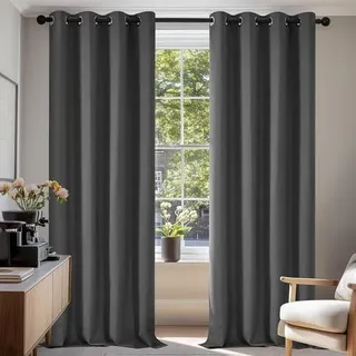 Blickdichte Vorhänge Schlafzimmer Ösen Thermo Verdunkelung 175x140 cm