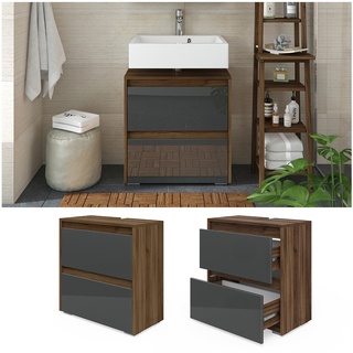 Vicco Waschtischunterschrank Waschbeckenunterschrank Badschrank Majest Nuss/ANT