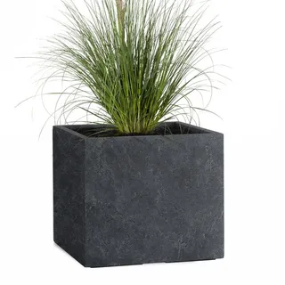 Pflanzwerk® Pflanzkübel CUBE Premium Fiberglas Blumenkübel Frostbeständig mit Lotus-Effekt, Lotus-Effekt - Handgefertigt - Eckig - Frostbeständig schwarz 55 cm x 45 cm x 55 cm