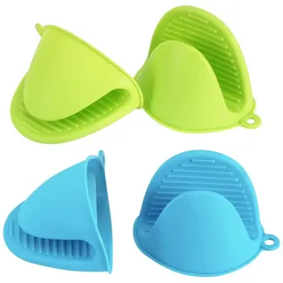 4-teiliges Set: Silikon-topflappen, Hitzebeständige Silikon-topflappen, Mini-topflappen Aus Gummi, Küchenhandschuhe Und Niedliche Küchenhandschuhe (blau Und Grün).